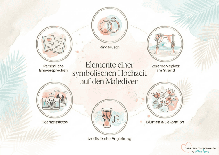 Eine Infografik mit den Elementen einer symbolischen Hochzeit.
